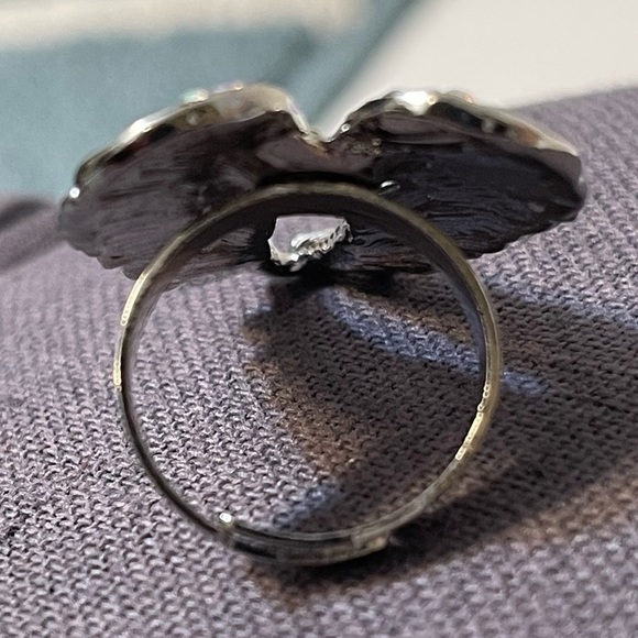 ❤️ Angel Wings Silver Rhinestone Adjustable Ring - Picture 5 of 6